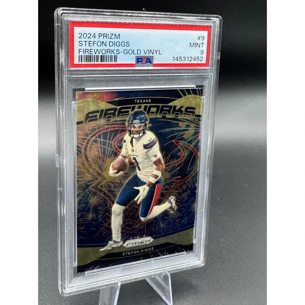 2024 Panini Prizm Stefon Diggs Fireworks Gold Vinyl 1/5 PSA 9 Mint Texans #9